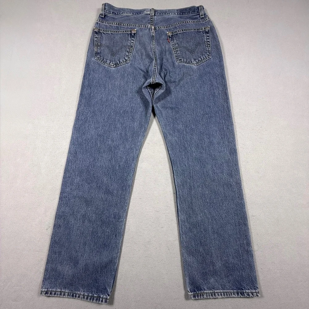 Levis 505 Regular Fit Jeans Y2K‎ Mens 36x32 Medium Wash Blue Straight Leg Denim
